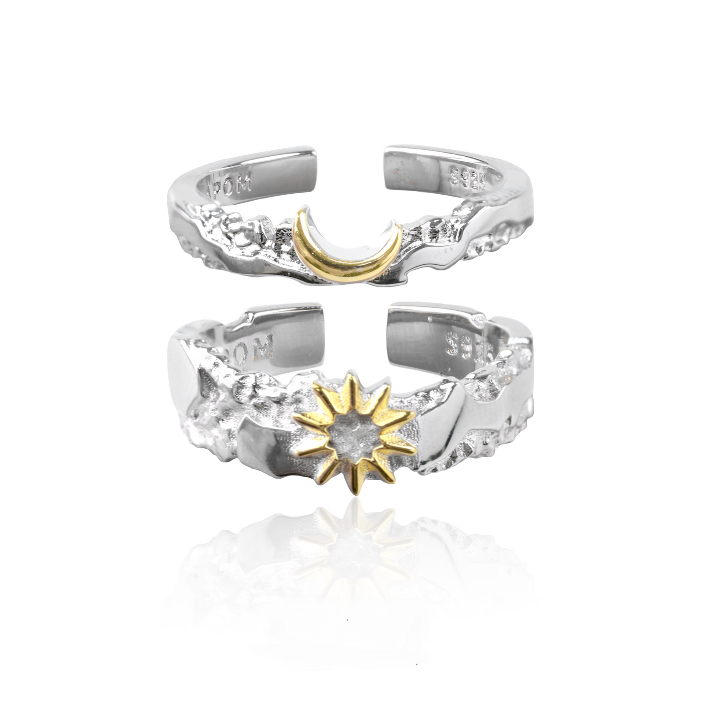 Sterling Silver Sun & Moon Couple Rings