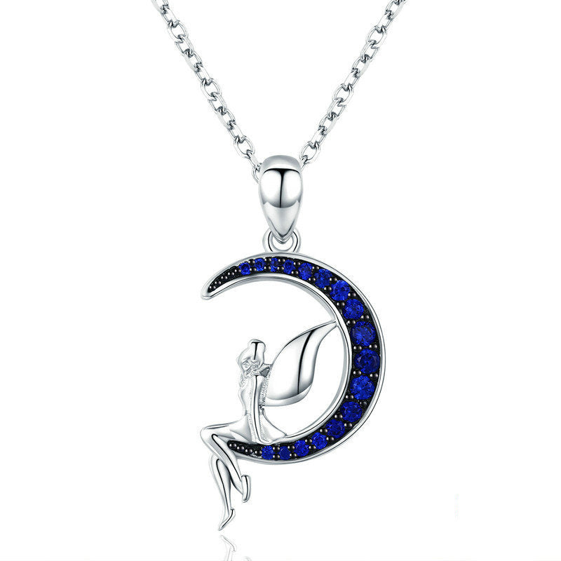 Lucky Fairy Blue Moon Pendant Necklace