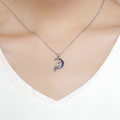 Lucky Fairy Blue Moon Pendant Necklace