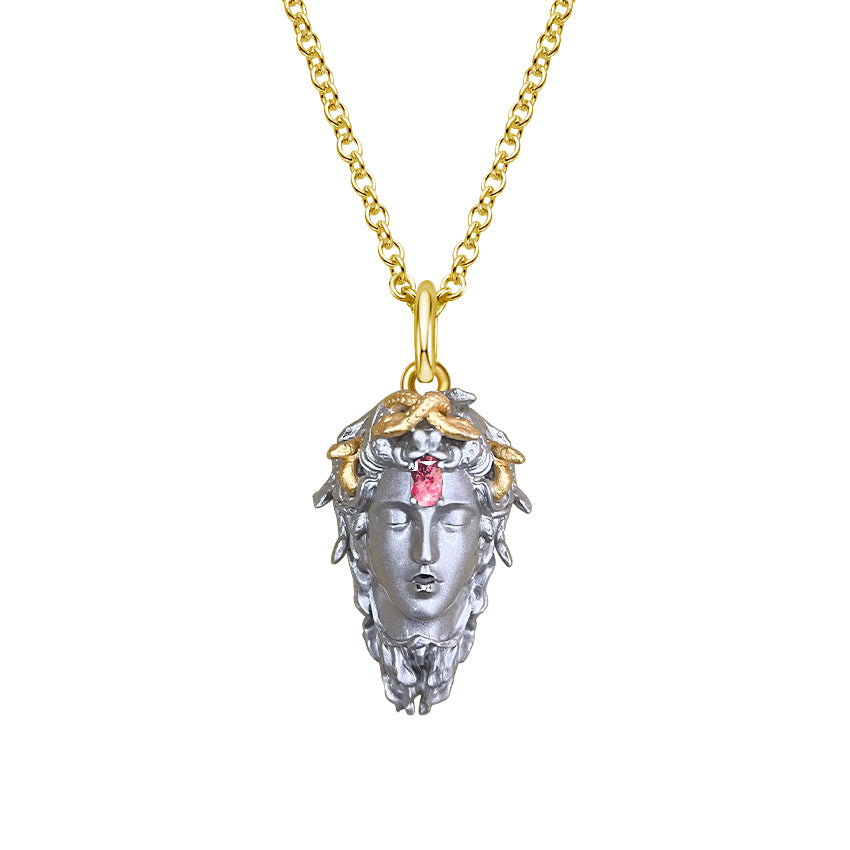 Gold Plated Sterling Silver Medusa Birthstone Necklace