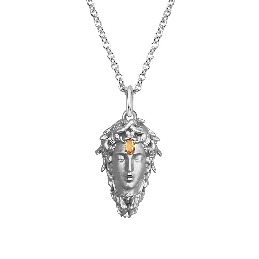 Sterling Silver Medusa Birthstone Necklace