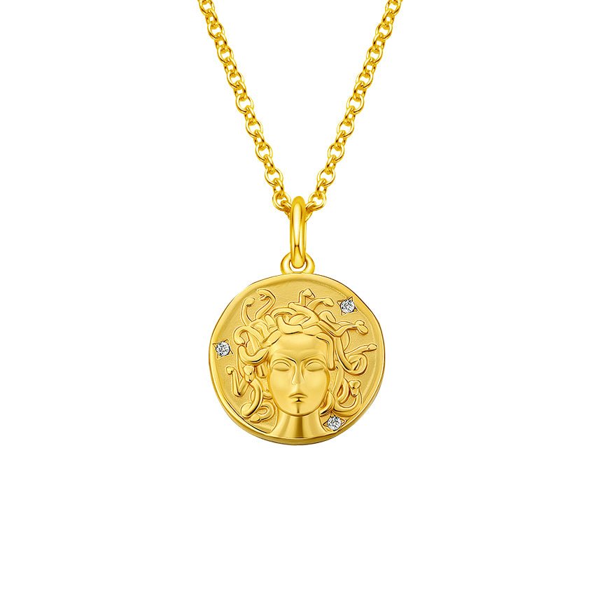 Gold Medusa Medallion Necklace