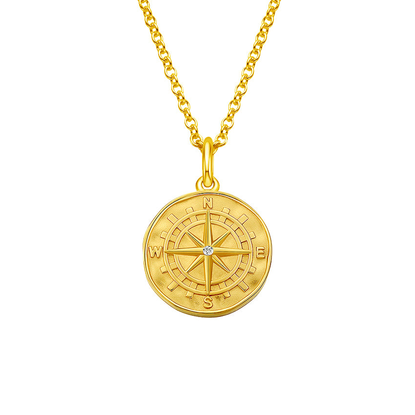 Warrior Compass Coin Pendant Necklace