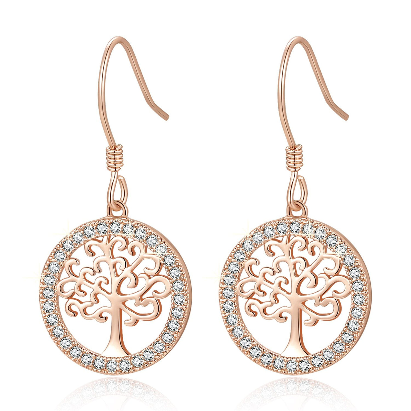 Rose Gold Plated Sterling Silver Tree of Life Earrings