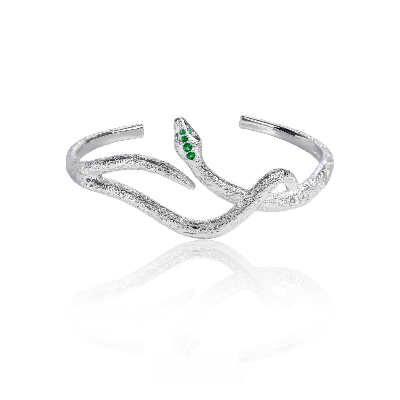 Sterling Silver Slytherin Fashion Green Snake Wrist Bracelet