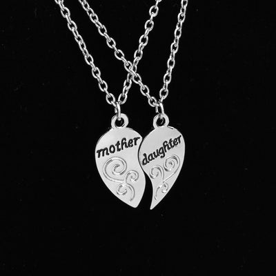 Sterling Silver Mother Daughter Love Heart Pair Necklaces