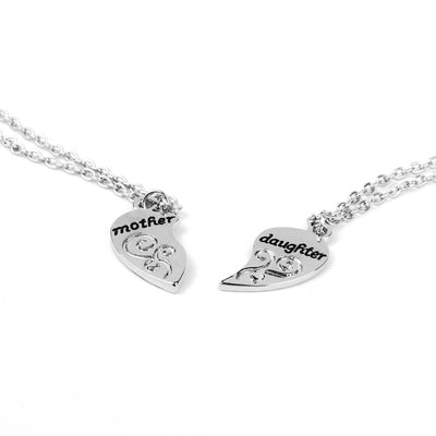 Sterling Silver Mother Daughter Love Heart Pair Necklaces