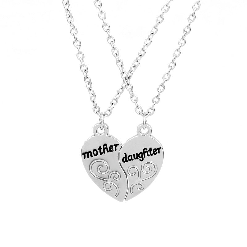 Sterling Silver Mother Daughter Love Heart Pair Necklaces