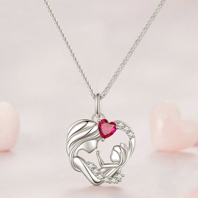 Heart Shaped Mother And Baby Pendant Necklace