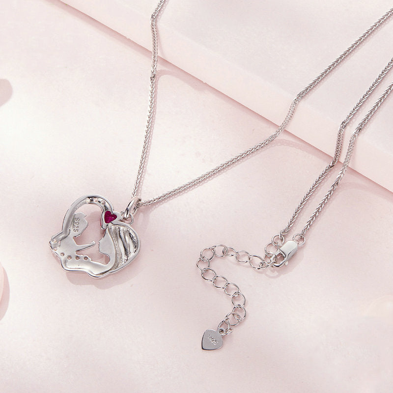 Heart Shaped Mother And Baby Pendant Necklace