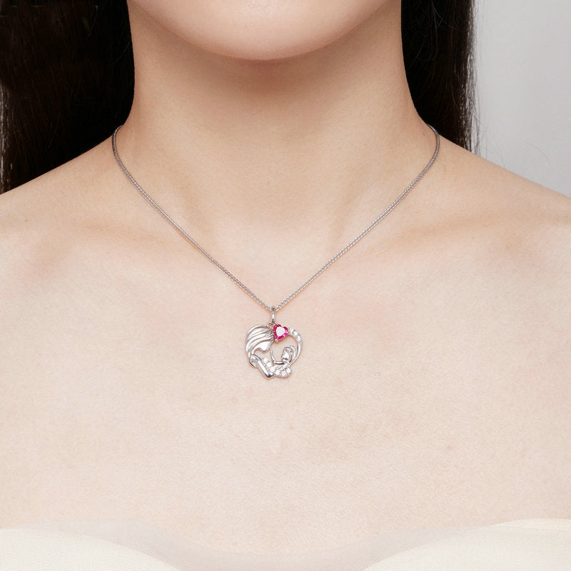 Heart Shaped Mother And Baby Pendant Necklace