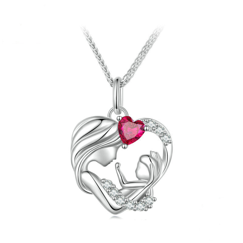 Heart Shaped Mother And Baby Pendant Necklace