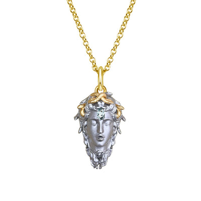 Gold Plated Sterling Silver Medusa Birthstone Necklace