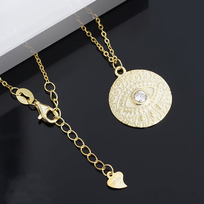 Gold Plated Sterling Silver Evil Eye Compass Necklace