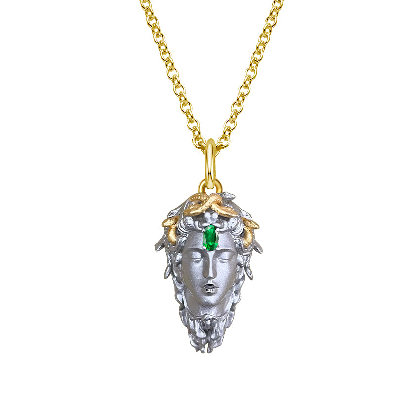 Gold Plated Sterling Silver Medusa Birthstone Necklace