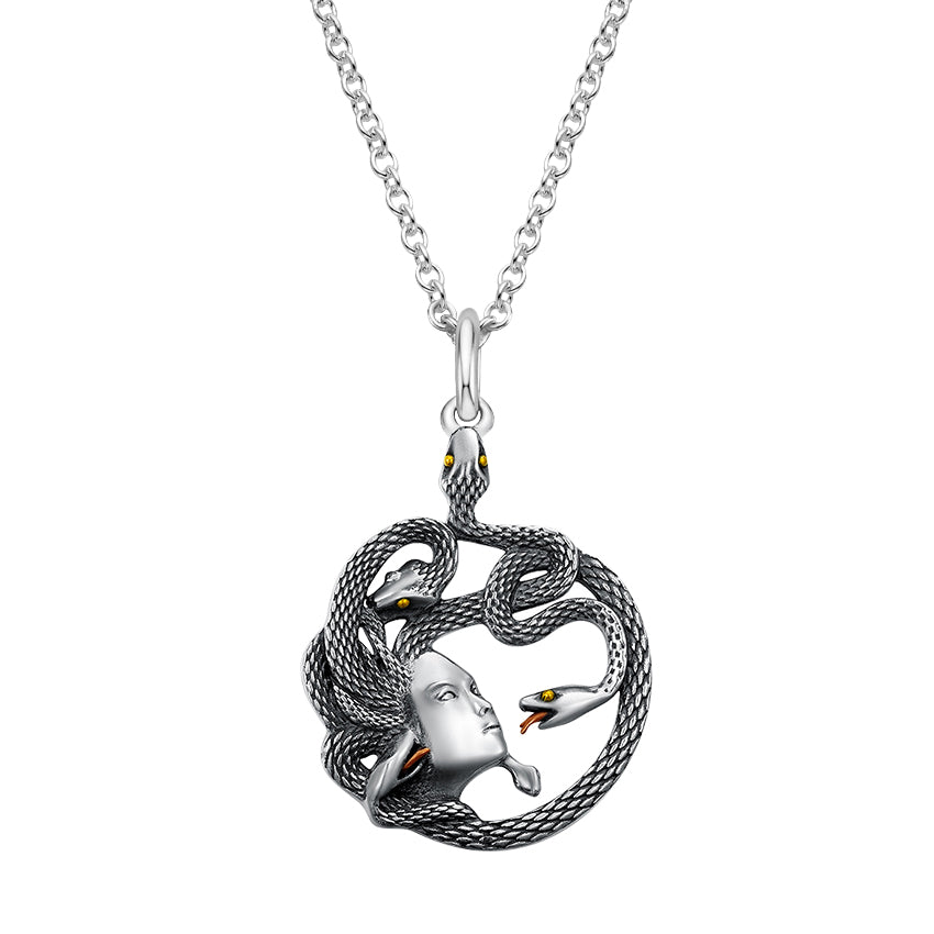 Medusa Head Snake Goddess Pendant Necklace