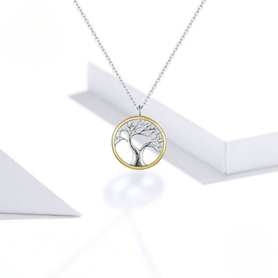 Tree Of Life Pendant Necklace With Gold Rim