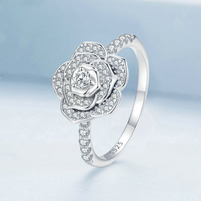 Rose Cubic Zirconia Flower Engagement Ring