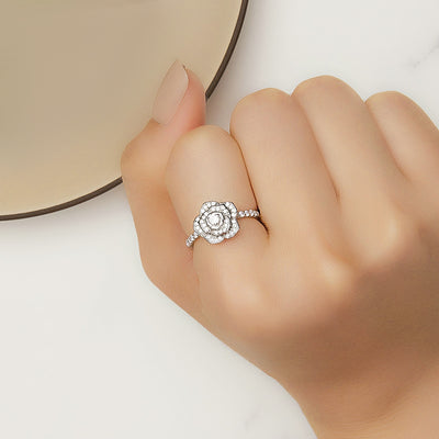 Rose Cubic Zirconia Flower Engagement Ring