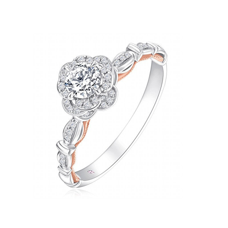 Sterling Silver Rose Moissanite Engagement ring