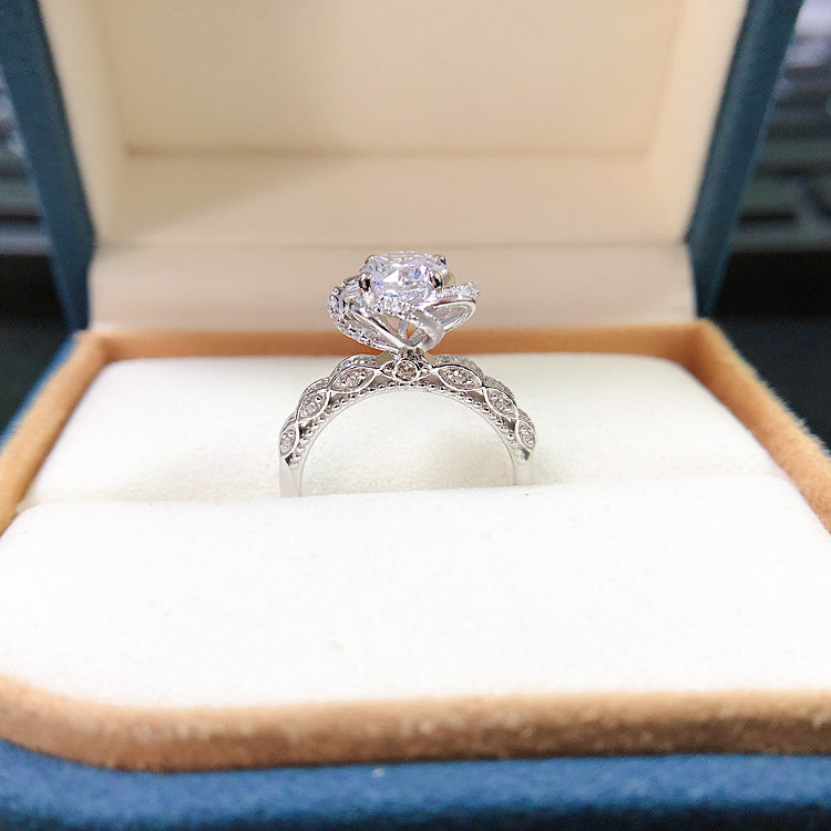 Sterling Silver Rose Moissanite Engagement ring