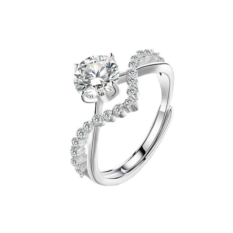 Sterling Silver Moissanite Promise Ring Engagement Ring