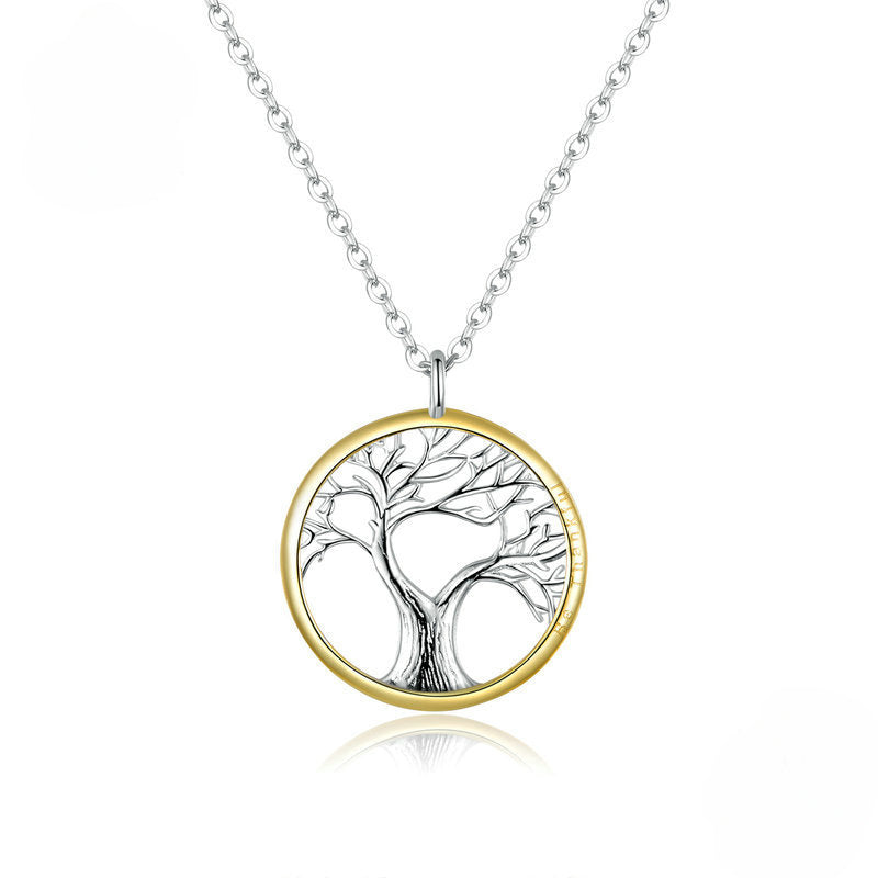 Tree Of Life Pendant Necklace With Gold Rim