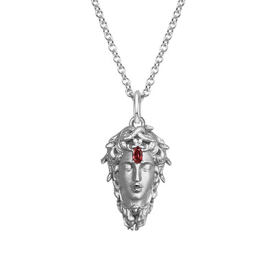 Sterling Silver Medusa Birthstone Necklace