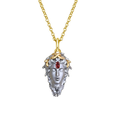 Gold Plated Sterling Silver Medusa Birthstone Necklace