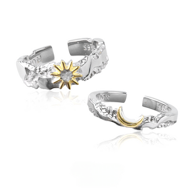 Sterling Silver Sun & Moon Couple Rings