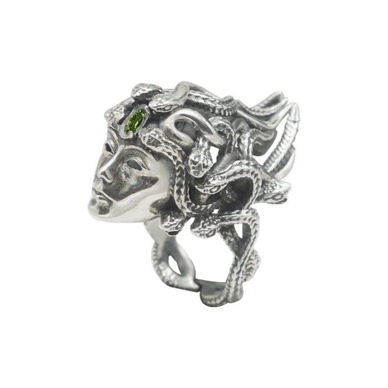 Sterling Silver Medusa Birthstone Ring