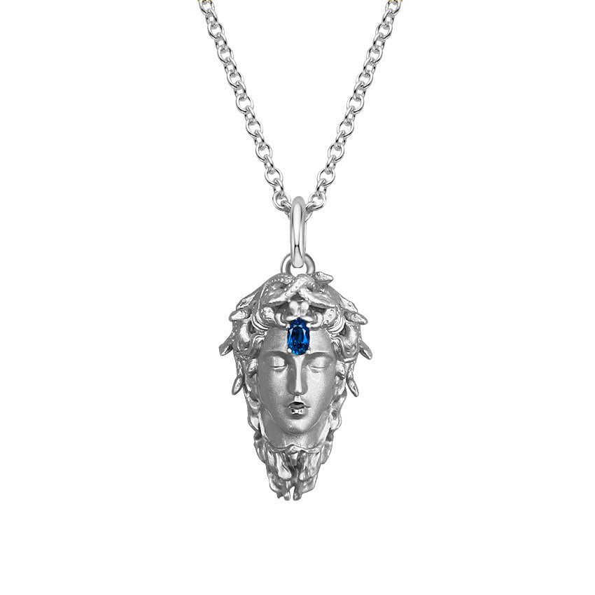 Sterling Silver Medusa Birthstone Necklace