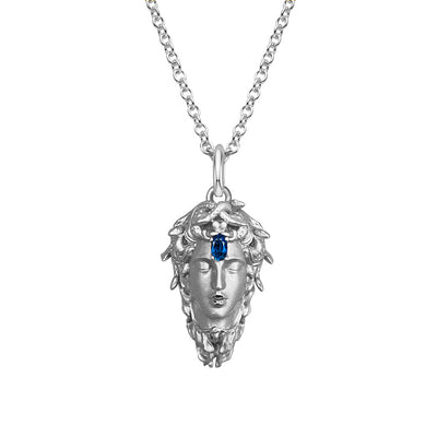 Sterling Silver Medusa Birthstone Necklace