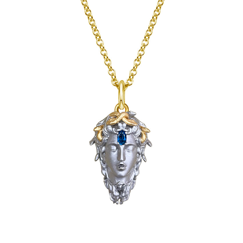 Gold Plated Sterling Silver Medusa Birthstone Necklace