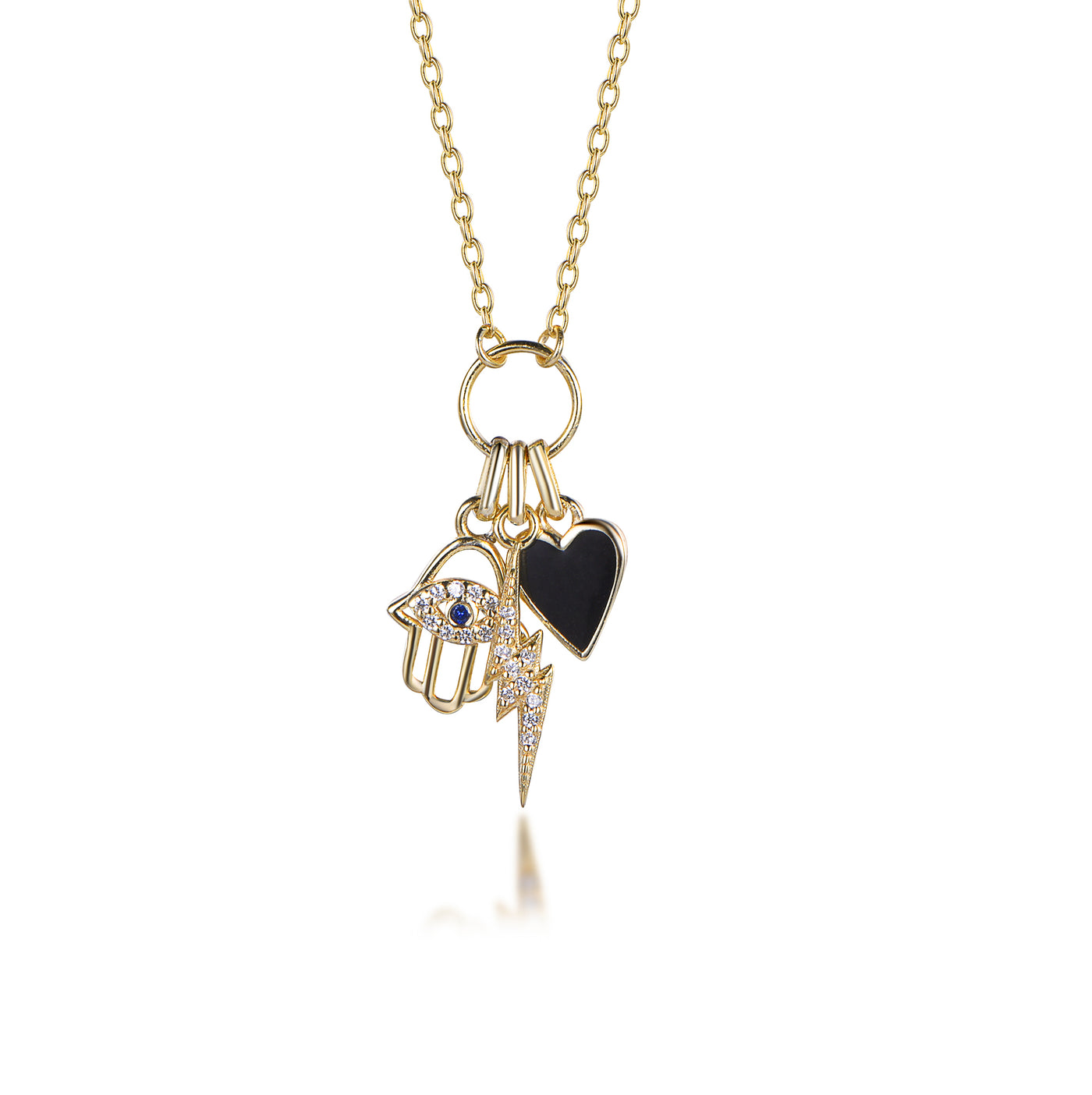 Black Heart Ray And Hope Hamsa Hand Necklace Talisman Necklace