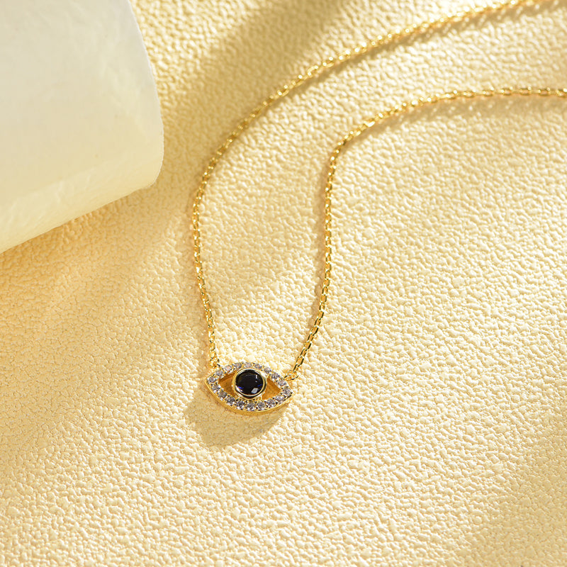 Blue Sapphire Evil Eye Gold Necklace