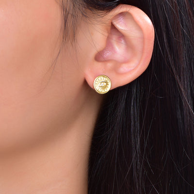 Cubic Zirconia Evil Eye Token Stud Earrings