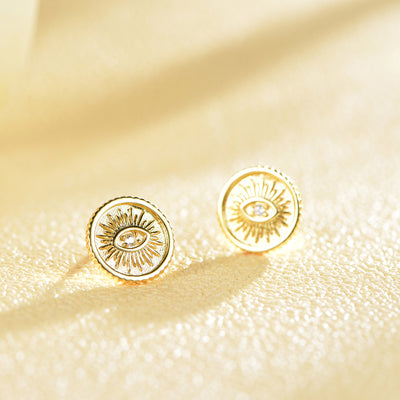 Cubic Zirconia Evil Eye Token Stud Earrings