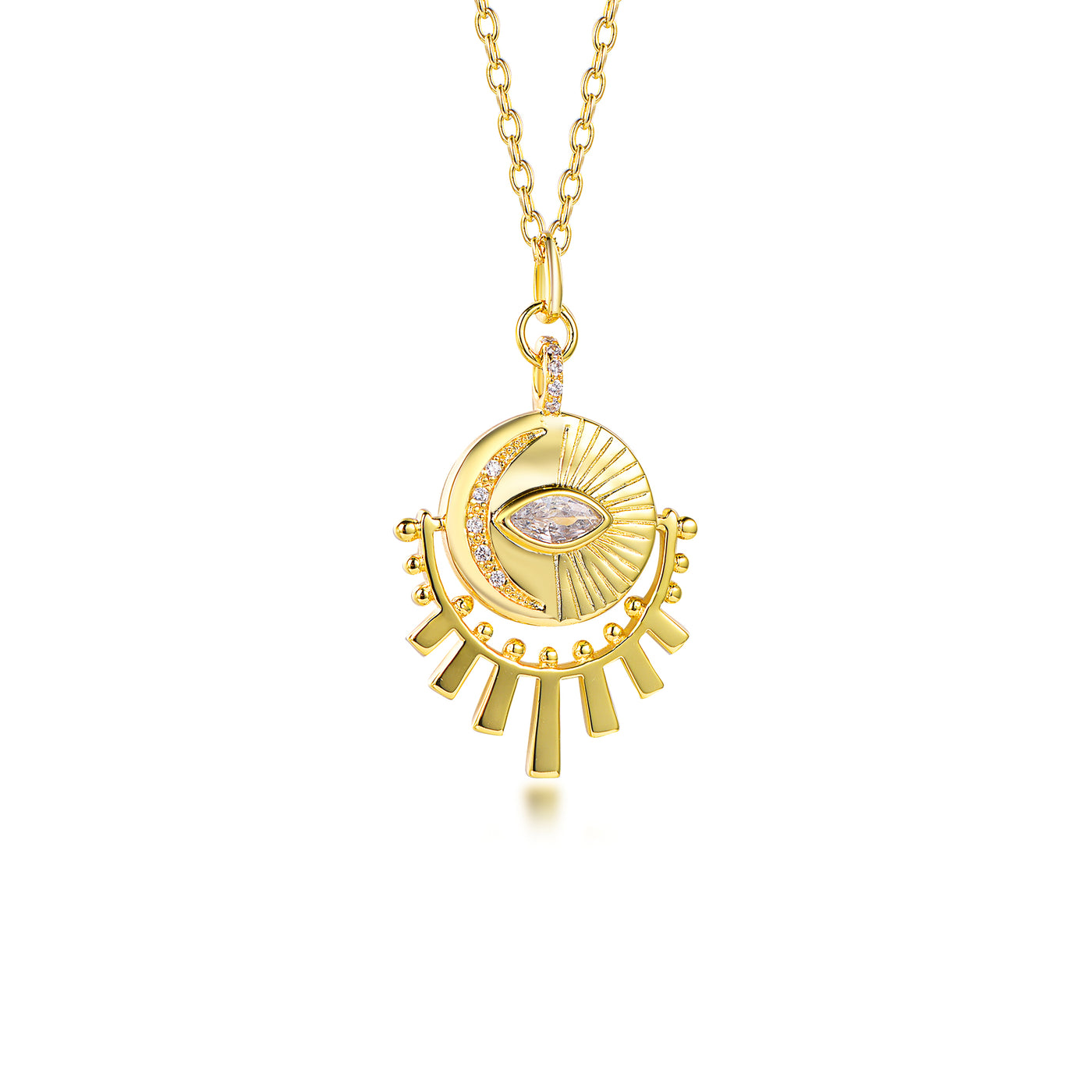 Evil Eye Gold Filled Necklace Sun And Moon Necklace