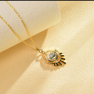 Evil Eye Gold Filled Necklace Sun And Moon Necklace