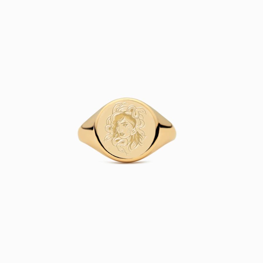 Sterling Silver Badass Bitch Medusa Signet Ring