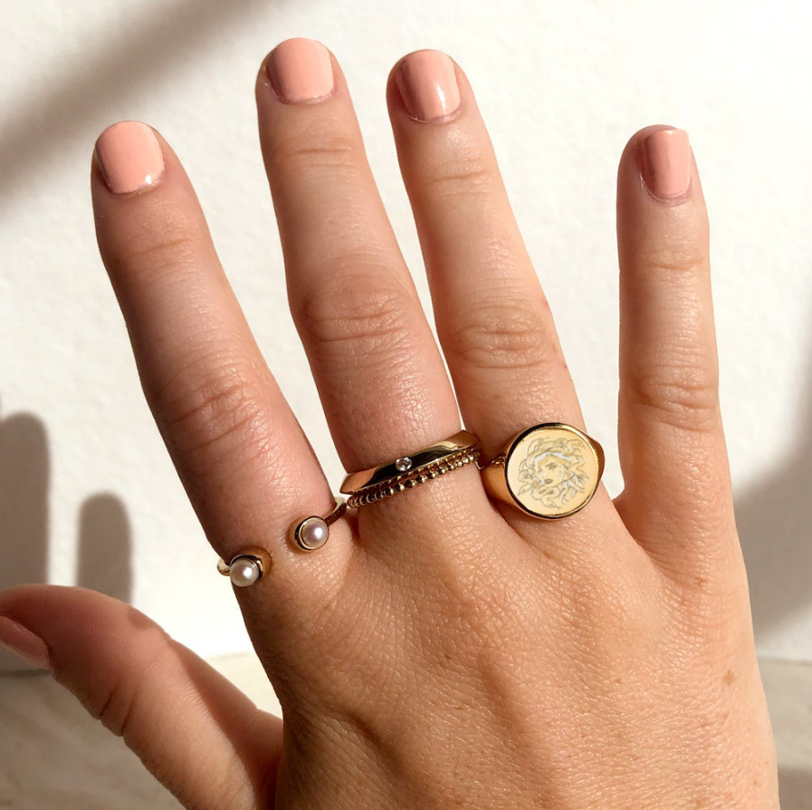 Gold Plated Sterling Silver Medusa Signet Ring