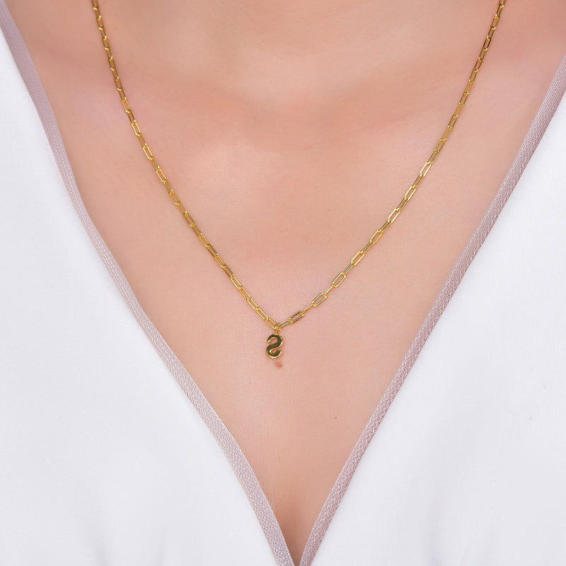 Initial Paper Clip Chain Gold S Pendant Necklace