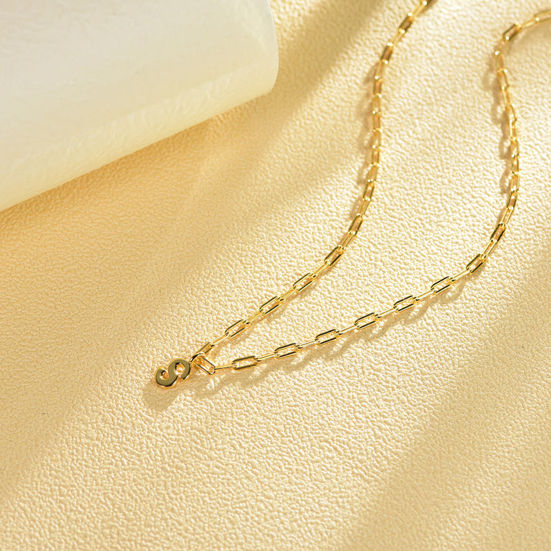 Initial Paper Clip Chain Gold S Pendant Necklace