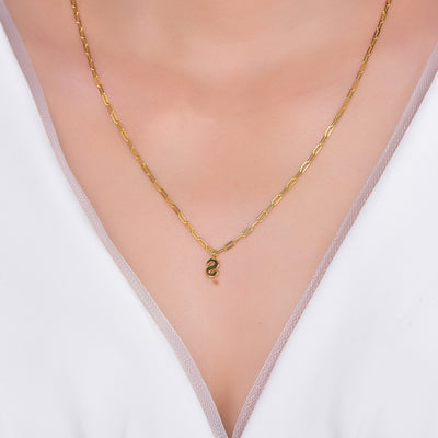 Initial Paper Clip Chain Gold S Pendant Necklace