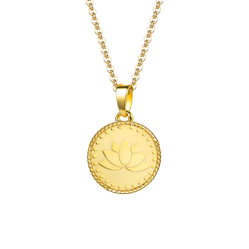 14K Yellow Gold Lotus Charm Necklace