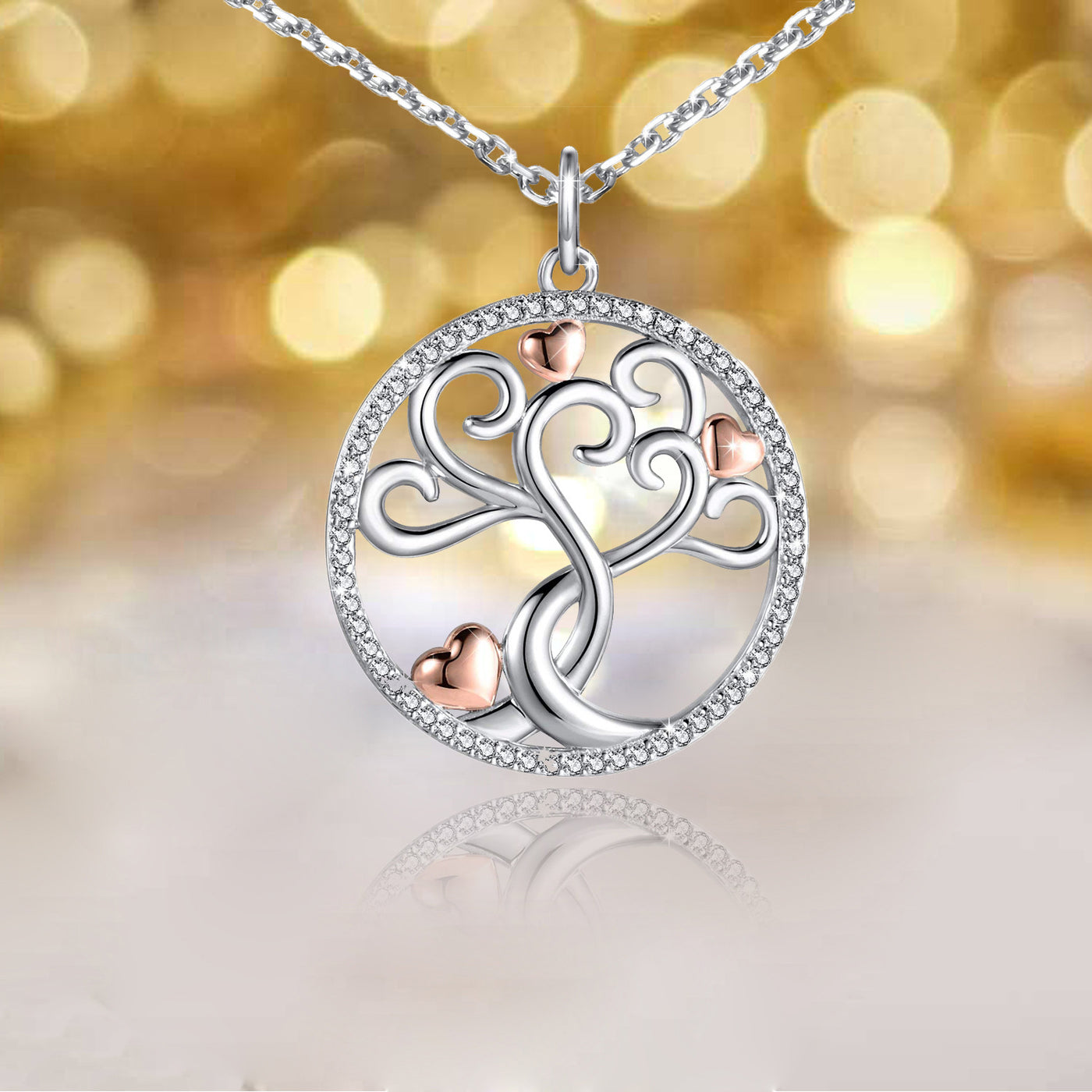 Sterling Silver Love Heart Tree of Life Necklace