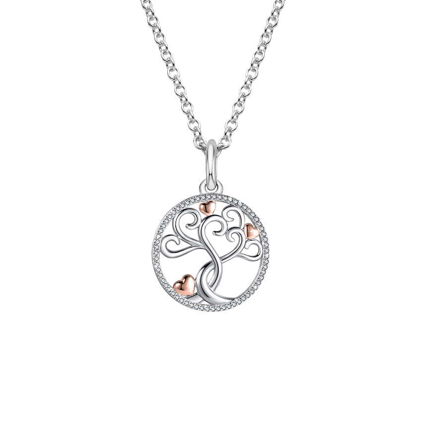 Sterling Silver Love Heart Tree of Life Necklace