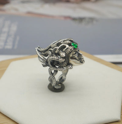 Sterling Silver Medusa Birthstone Ring