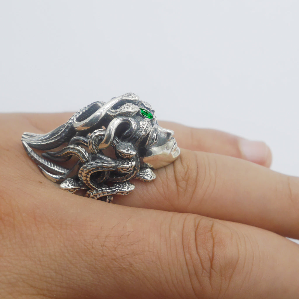 Sterling Silver Medusa Birthstone Ring